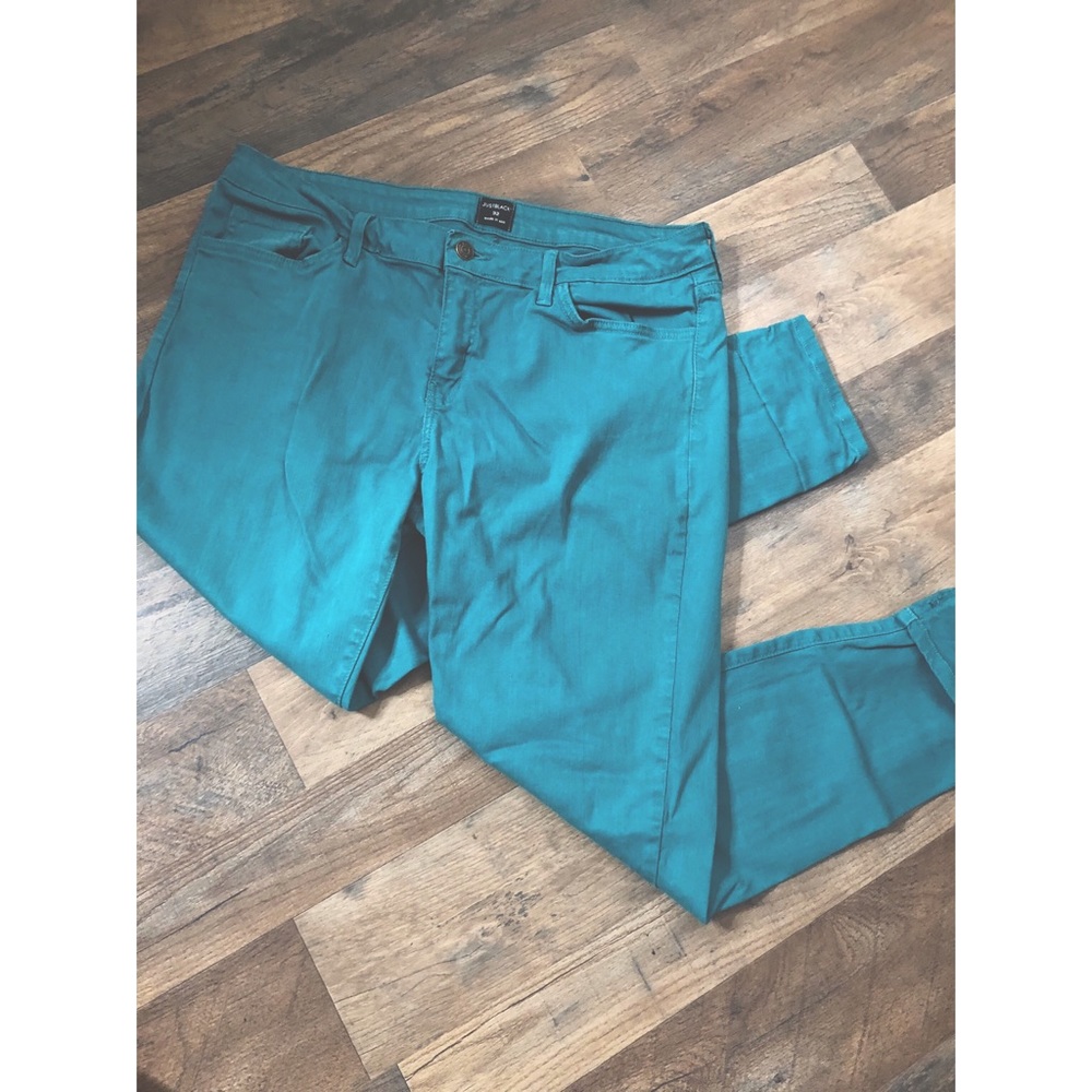 Turquoise skinny jeans